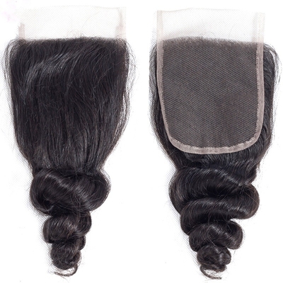 Human Hair Extension 4x4 Glueless Lace Closure Short Loose Wave Wig Remy Hair Grade