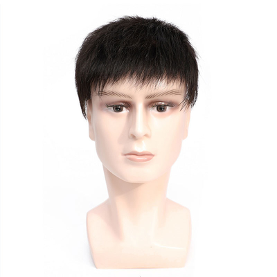 Left Design Swiss Lace Base Men's Toupee with Thin Skin Openings and 100% Human Hair