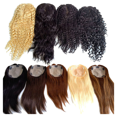 Full Hand Made 2024 Trend Blonde Remy Wavy Curly European Human Hair Topper For Women