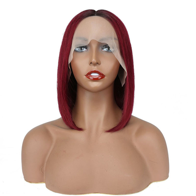100% Human Hair Short Curly Bob Straight Pixie Lace Front Wig T-Part Brazilian Weaves