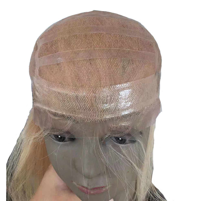 16-24inch 613 Blonde Hand Tied PU Silicon Medical Wigs for White Women 100% Human Hair