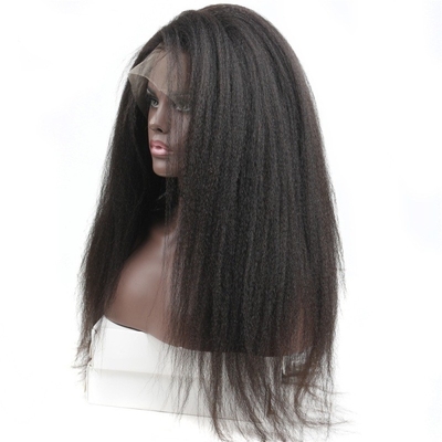 Top Hair Lace Front Kinky Straight Human Hair Wigs 360 Full Lace Wig