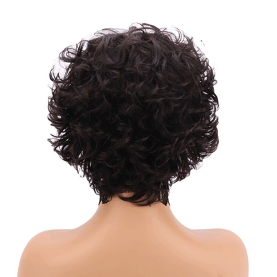 250% Density Pixie Cut Curly Human Hair Wig with Swiss Lace Base Material