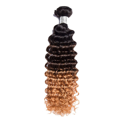 100% Natural Deep Wave Double Weft Brazilian Remy Hair Bundles Vendor with Ombre Color