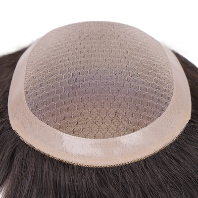 100% Virgin Human Hair Full Lace Toupee For Man With Mono Mesh And Lace Base Material