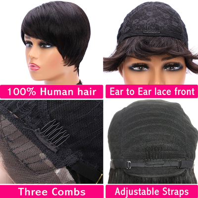 Manufacturers Human Hair Pixie Cut Wig Perruque Advantage Soft Shiny No Tangle Shedding 0.5KG