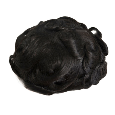 Full Hand Made Slicked Back Style Hairline 100% Human Hair Replacement Toupee for Men
