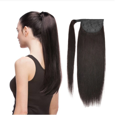Remy Hair Brazilian Human Hair Ponytail Extension with Cuticle Aligned Hook And Loop