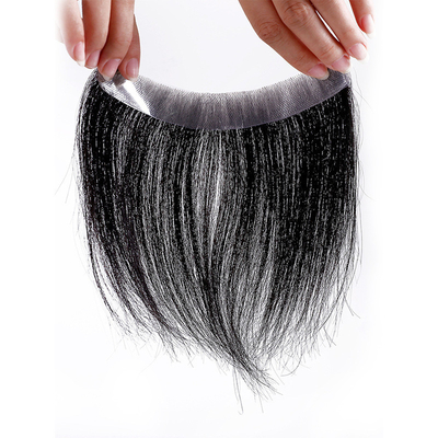 Left Design Swiss Lace Base Men's Toupee with Thin Skin Openings and 100% Human Hair