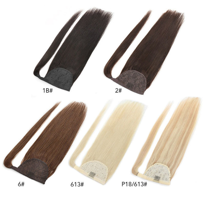 Remy Hair Brazilian Human Hair Ponytail Extension with Cuticle Aligned Hook And Loop