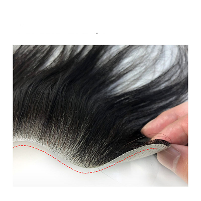 Left Design Swiss Lace Base Men's Toupee with Thin Skin Openings and 100% Human Hair