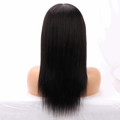 Swiss Lace Base Straight Lace Front Wig with Bangs 100% Human Hair Virgin Hair