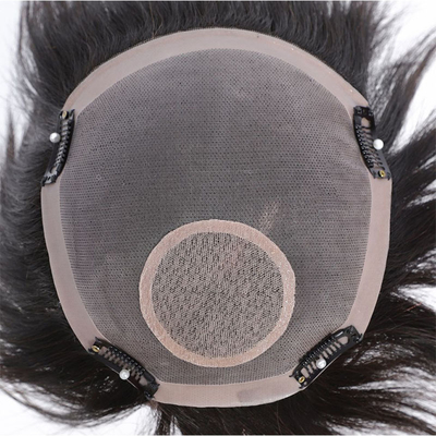 Swiss Lace Injected Toupee for Men 100% Human Hair Replacement System 24mm Texture