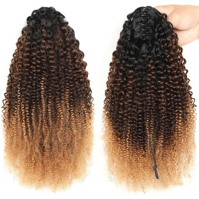 100% Top Human Hair BSM Afro Curly Ponytail Hair Bundles 18 to 20 Inch Ombre T1B/4/27