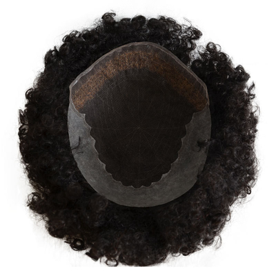 Toupee Texture 24mm Afro Kinky Curly Swiss Lace Men Hair Units Natural Human Hair Wig