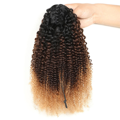 100% Top Human Hair BSM Afro Curly Ponytail Hair Bundles 18 to 20 Inch Ombre T1B/4/27