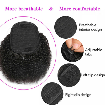 Drawstring Ponytail Human Hair Extensions for African American Women Remy Indian Hair
