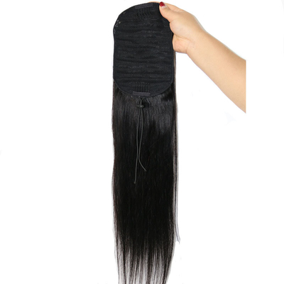 100% Virgin Human Hair Silky Straight Drawstring Ponytail Longest Hair Ratio 60%