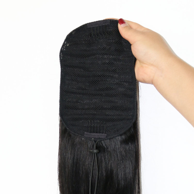 100% Virgin Human Hair Silky Straight Drawstring Ponytail Longest Hair Ratio 60%