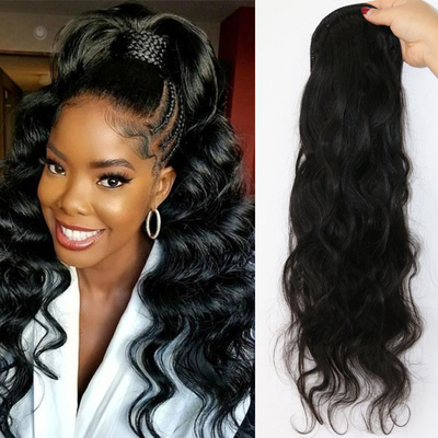 Customized Body Wave Wrap Black Hair Piece with Shedding and Tangle Free Advantage