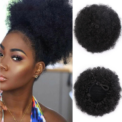 Kinky Curly Brazilian Drawstring Ponytail Hair Extensions with Elastic String Wrap Around