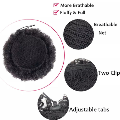 Kinky Curly Brazilian Drawstring Ponytail Hair Extensions with Elastic String Wrap Around