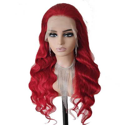 Body Wave Cherry Red Afro Human Hair Wigs for Black Women in Small/Large/Average Size