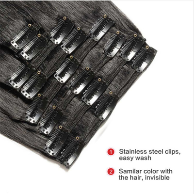Full Cuticle Straight Hair Clip Ins Raw Indian Real Hair Extensions for Black Women