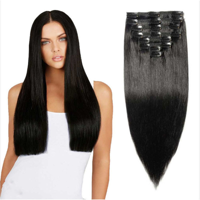 Full Cuticle Straight Hair Clip Ins Raw Indian Real Hair Extensions for Black Women