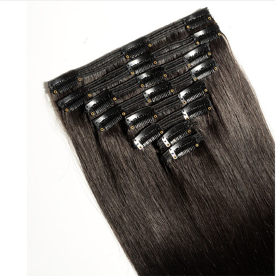 Full Cuticle Straight Hair Clip Ins Raw Indian Real Hair Extensions for Black Women