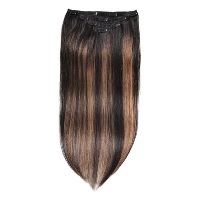Virgin Highlight Remy Hair Clip In Extensions 7-9 Piece Set for Natural Real Raw Hair