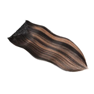 Virgin Highlight Remy Hair Clip In Extensions 7-9 Piece Set for Natural Real Raw Hair