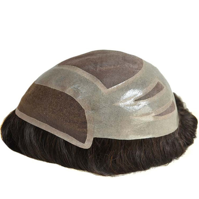 Full Hand Made Natural Hairline Lace Base Men's Toupee Hairpiece with Bleached Knots