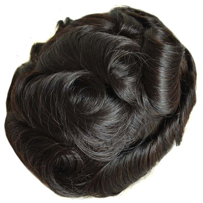 Full Hand Made Natural Hairline Lace Base Men's Toupee Hairpiece with Bleached Knots