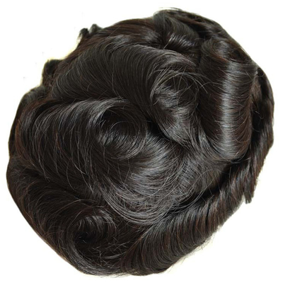 Full Hand Made Natural Hairline Lace Base Men's Toupee Hairpiece with Bleached Knots