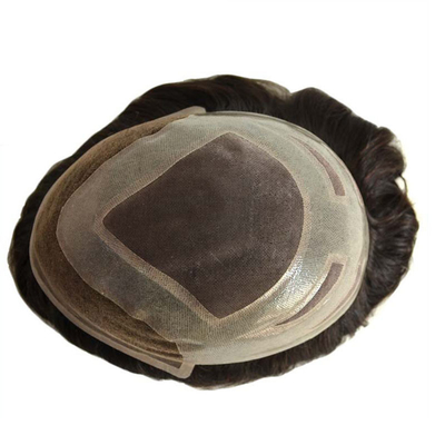 Full Hand Made Natural Hairline Lace Base Men's Toupee Hairpiece with Bleached Knots