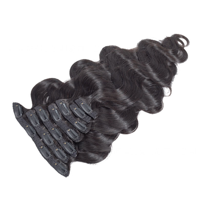 1B Brazilian Human Hair Body Wave Curly Clip In Hair Extensions Virgin Remy Hair