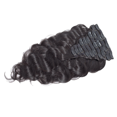 1B Brazilian Human Hair Body Wave Curly Clip In Hair Extensions Virgin Remy Hair