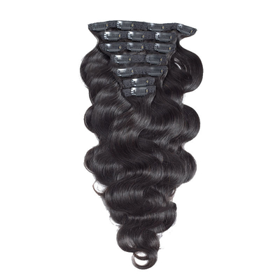 1B Brazilian Human Hair Body Wave Curly Clip In Hair Extensions Virgin Remy Hair