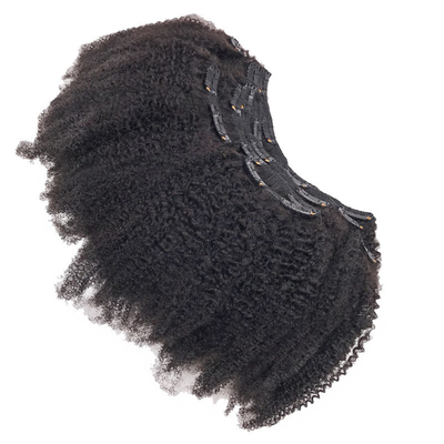 12 A Grade 1B Natural Color Remy Raw Virgin Brazilian Afro Kinky Curly Clip-in Hair