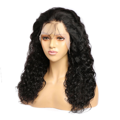 14-28 Inch Remy Hair Water Wave Frontal Human Hair Wigs with Pre Pucked Bleached Knots