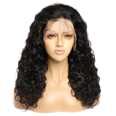 14-28 Inch Remy Hair Water Wave Frontal Human Hair Wigs with Pre Pucked Bleached Knots