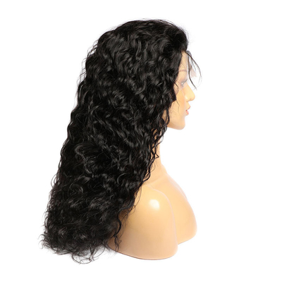 14-28 Inch Remy Hair Water Wave Frontal Human Hair Wigs with Pre Pucked Bleached Knots