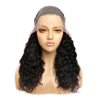 14-28 Inch Remy Hair Water Wave Frontal Human Hair Wigs with Pre Pucked Bleached Knots