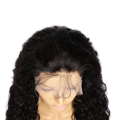14-28 Inch Remy Hair Water Wave Frontal Human Hair Wigs with Pre Pucked Bleached Knots