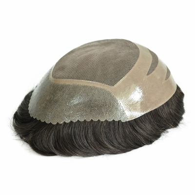 Small/Large/Average Size Men Toupee with MONO Mesh and Swiss Lace Made of Virgin Hair