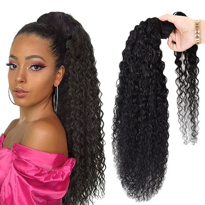 Vigorous Real Brazilian Kinky Curly Wrap Around Ponytail Human Hair Extensions Black
