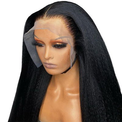 Light Brown Lace Color 13*4 HD Afro Kinky Straight Human Hair Lace Frontal Wigs Vendors