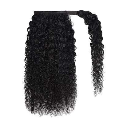 Vigorous Real Brazilian Kinky Curly Wrap Around Ponytail Human Hair Extensions Black
