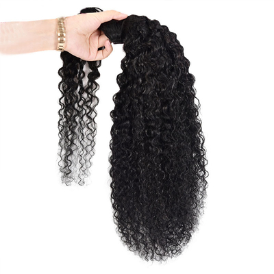 Vigorous Real Brazilian Kinky Curly Wrap Around Ponytail Human Hair Extensions Black